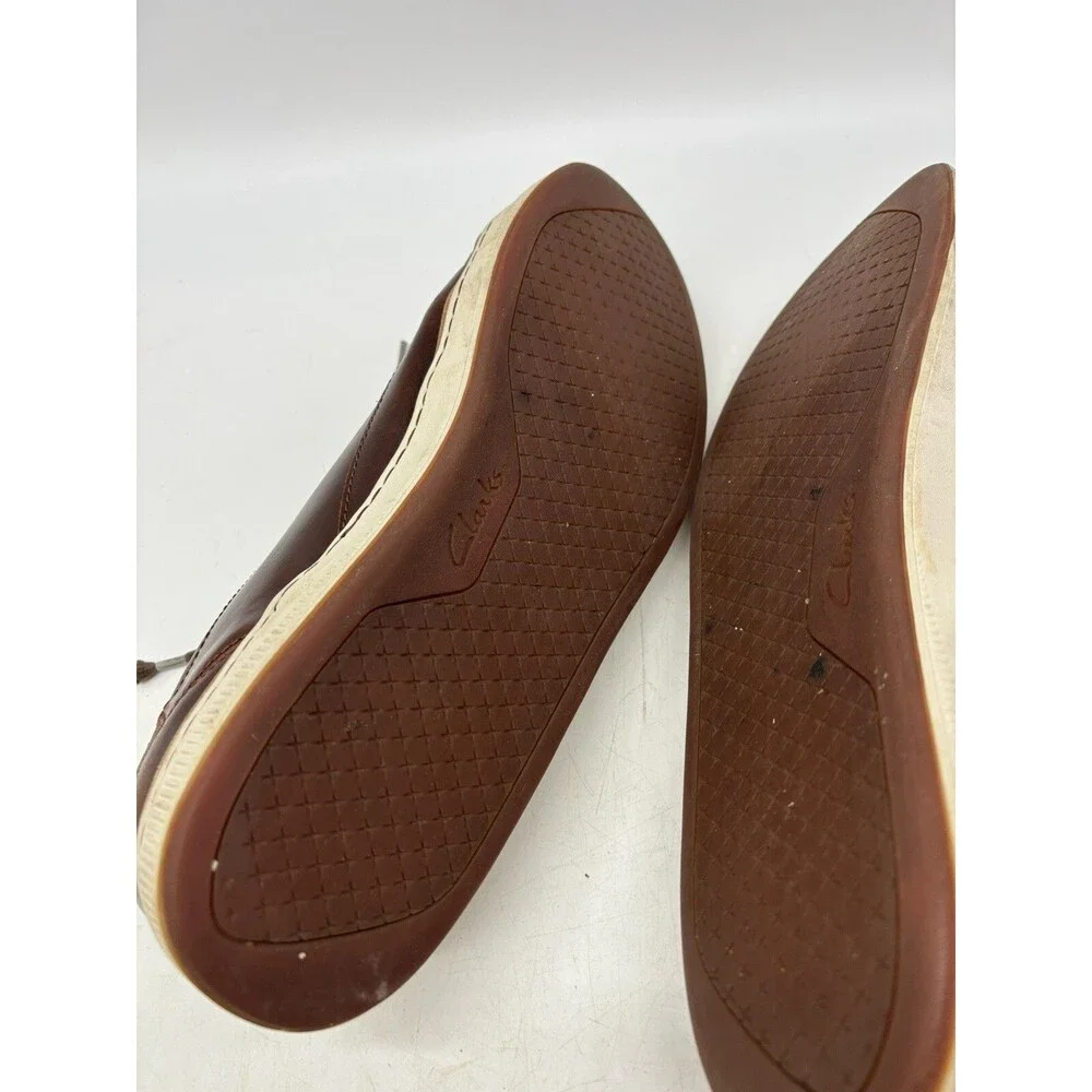 Clarks Mens Low Chestnut Brown Leather Casual Sneakers Shoes Sz 13